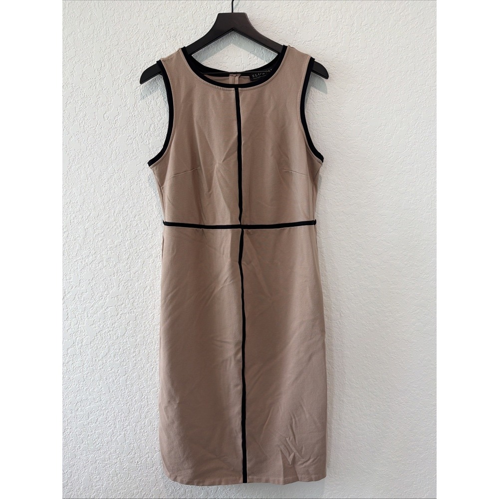 Eloquii Beige Black Color Block Office Sleeveless Dress Women's Plus Size 16